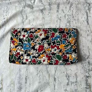 Bally International 1980s vintage floral silk envelope clutch